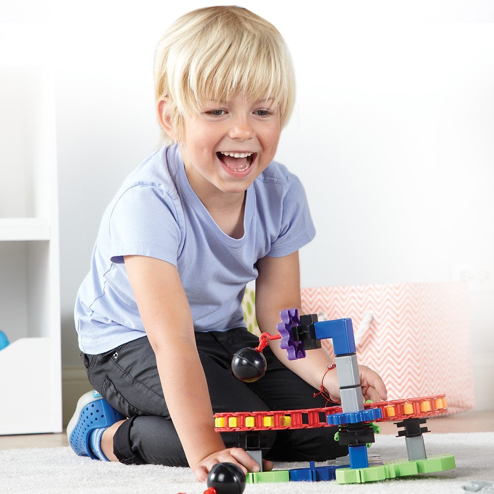 Learning Resources Gears! Gears! Gears! Machines in Motion, STEM Engineering Building Set with Gears, Pulleys, and Chains, Ages 5+