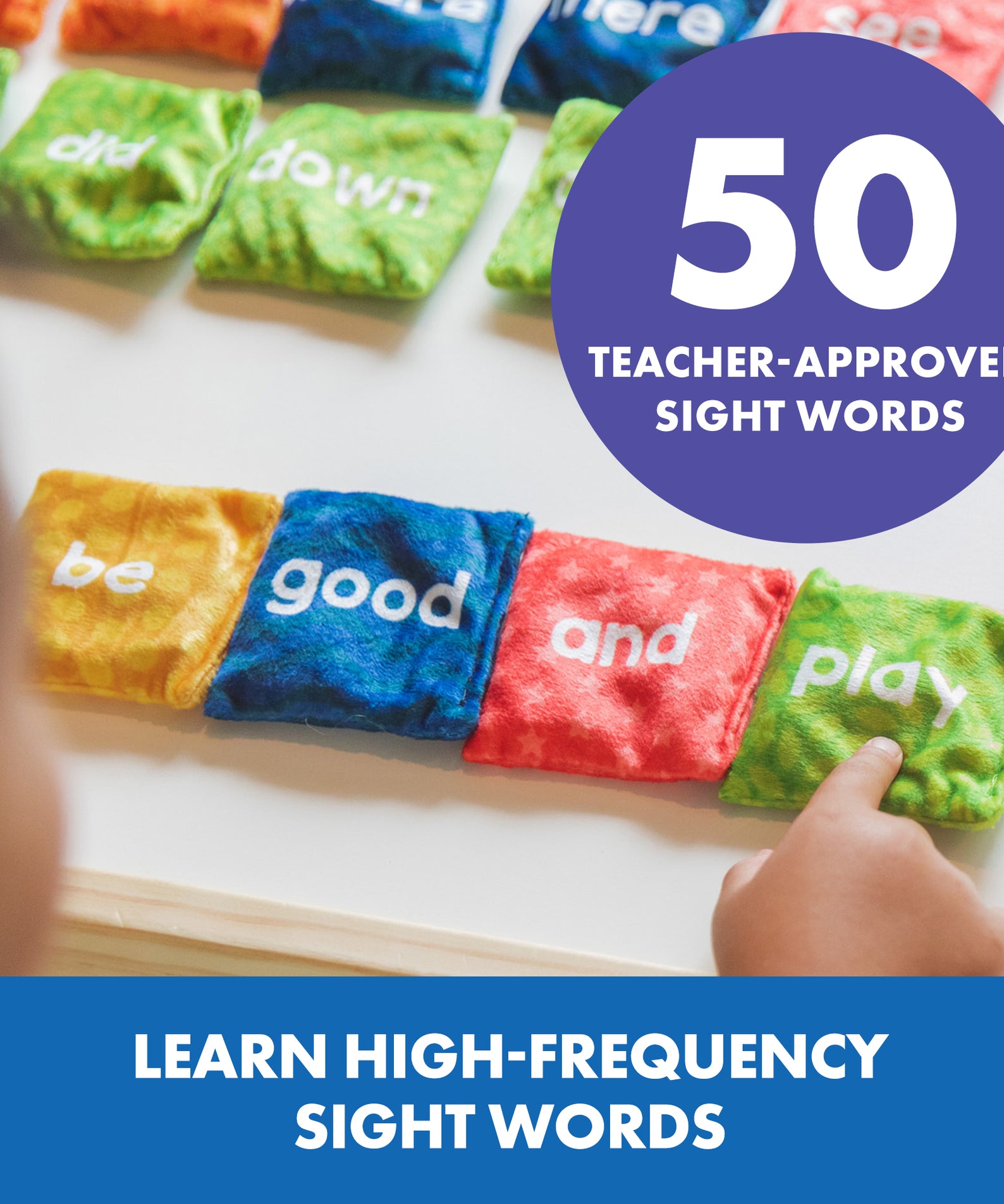 Learning Resources Sight Word Bean Bags, Active Phonics Game for Kids, 25 Double-Sided Bean Bags with 50 Sight Words, Tactile Learning Toy for Vocabulary, Reading Fluency, and Motor Skills, Ages 3+