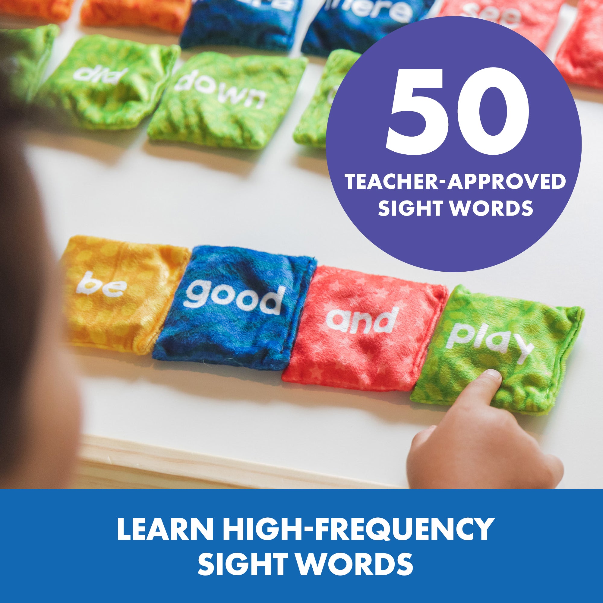 Learning Resources Sight Word Bean Bags, Active Phonics Game for Kids, 25 Double-Sided Bean Bags with 50 Sight Words, Tactile Learning Toy for Vocabulary, Reading Fluency, and Motor Skills, Ages 3+