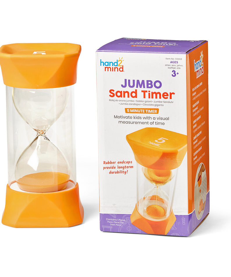 Learning Resources Jumbo Sand Timer (5-Minute), Colourful Visual Timer for Kids, Time Management Tool for Ages 3+