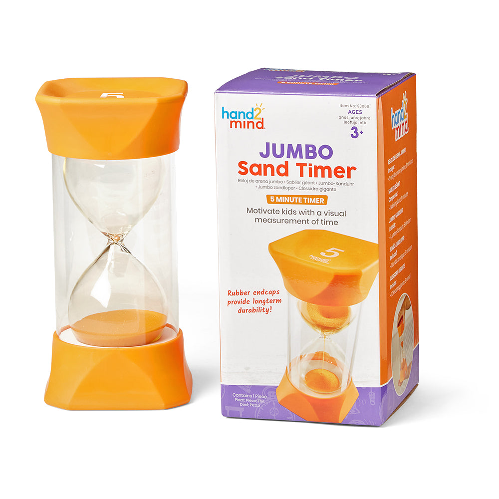 Learning Resources Jumbo Sand Timer (5-Minute), Colourful Visual Timer for Kids, Time Management Tool for Ages 3+