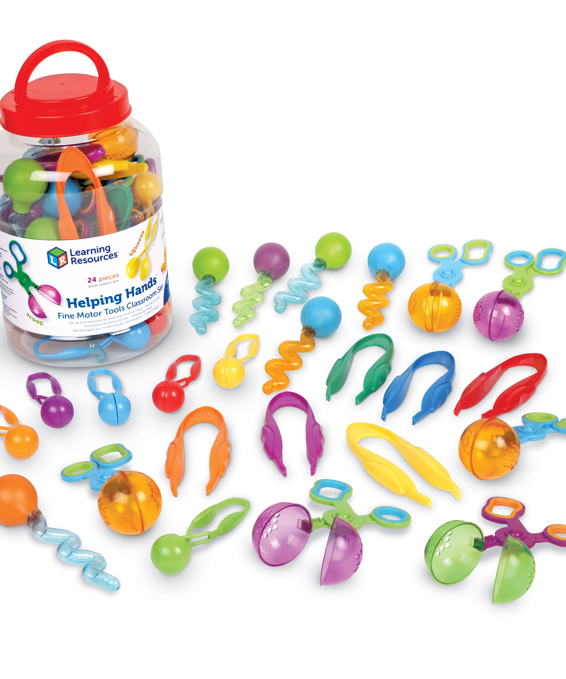 Learning Resources Helping Hands Fine Motor Tools Classroom Set, 24-Piece Set for Preschool & Early Learning