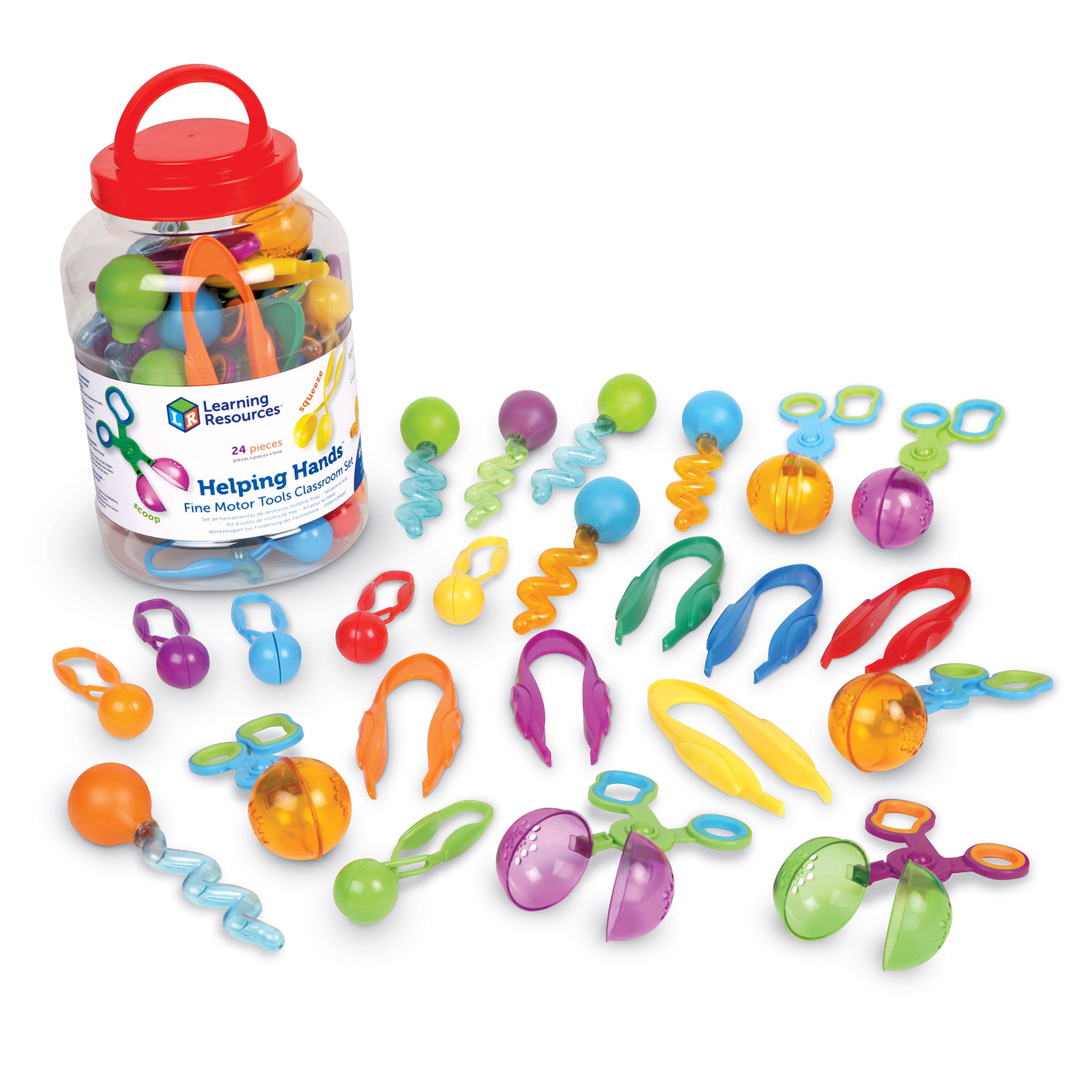 Learning Resources Helping Hands Fine Motor Tools Classroom Set, 24-Piece Set for Preschool & Early Learning