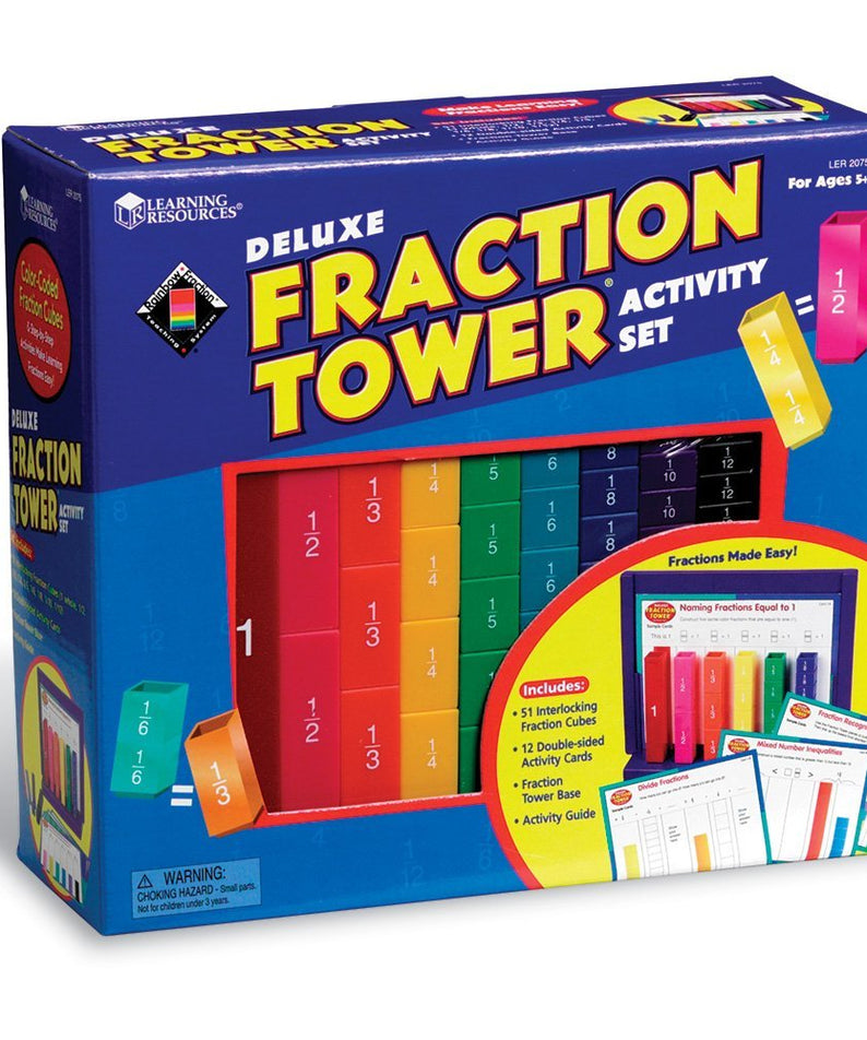 Learning Resources Deluxe Fraction Tower Activity Set, Colour-Coded Snap Cubes & Activity Cards, Hands-On Maths for Ages 6+