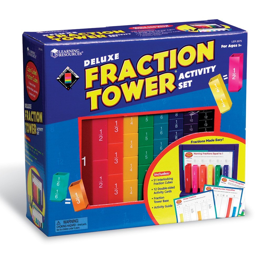 Learning Resources Deluxe Fraction Tower Activity Set, Colour-Coded Snap Cubes & Activity Cards, Hands-On Maths for Ages 6+