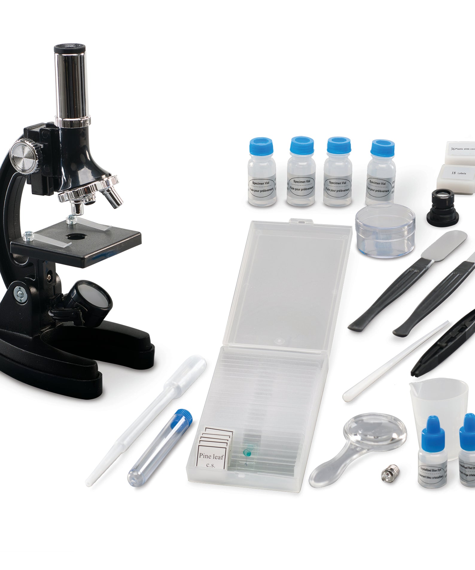 Learning Resources GeoSafari MicroPro 95-Piece Microscope Set, 50x to 600x Magnification, Includes Prepared & DIY Slides, STEM Science Kit for Kids, Ages 8+