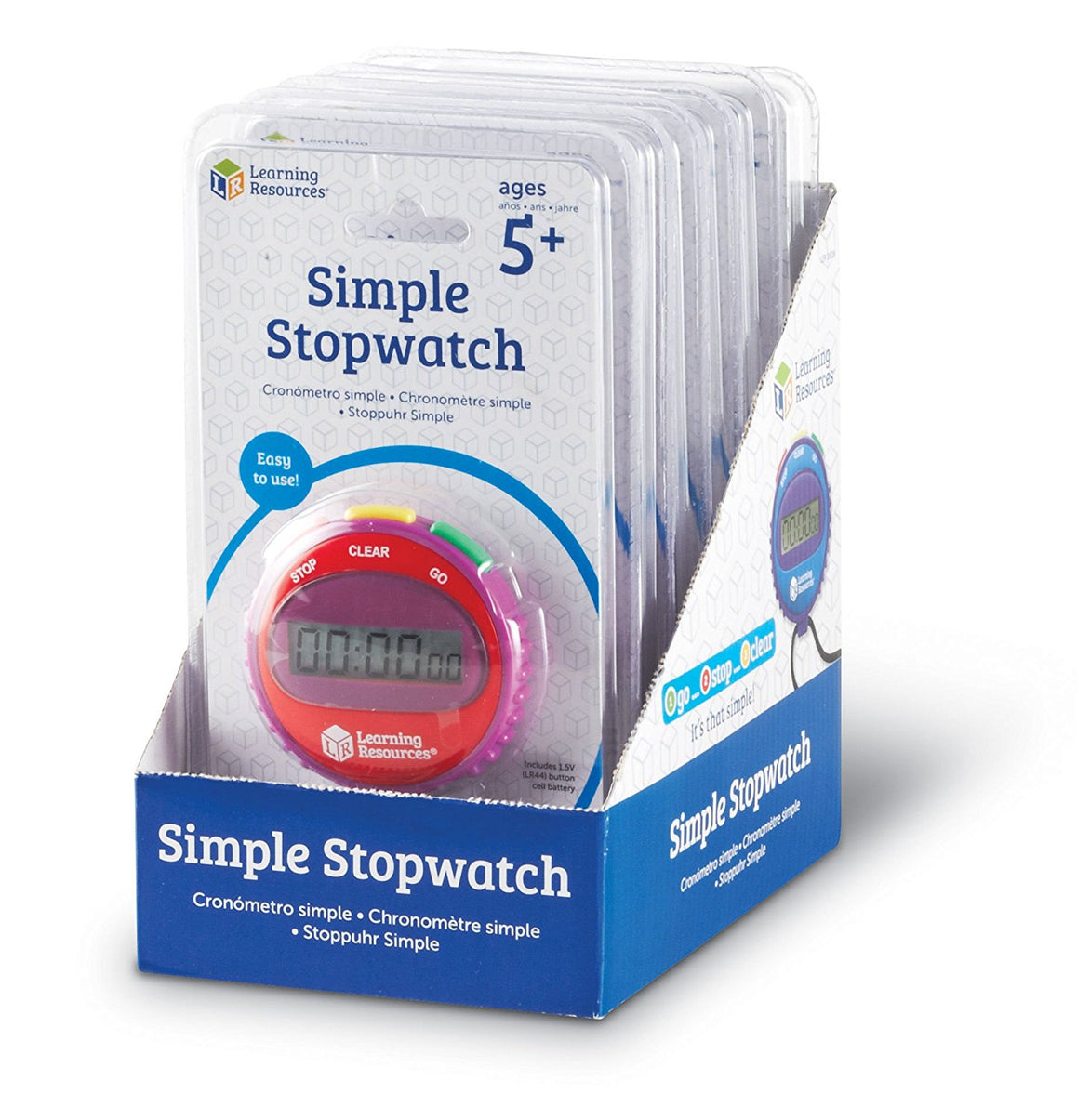 Learning Resources Simple Stopwatch Set of 6, Easy-to-Use Timers for Kids with Large Digital Display (Ages 5+)