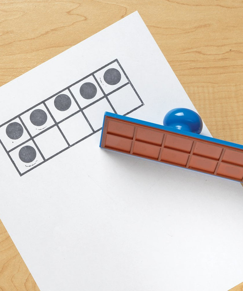 Learning Resources Ten Frame Stamp, Hands-On Early Arithmetic Tool for Counting, Number Patterns, and Basic Maths Skills, Includes 4 Write & Wipe Boards and 100 Magnetic Disks
