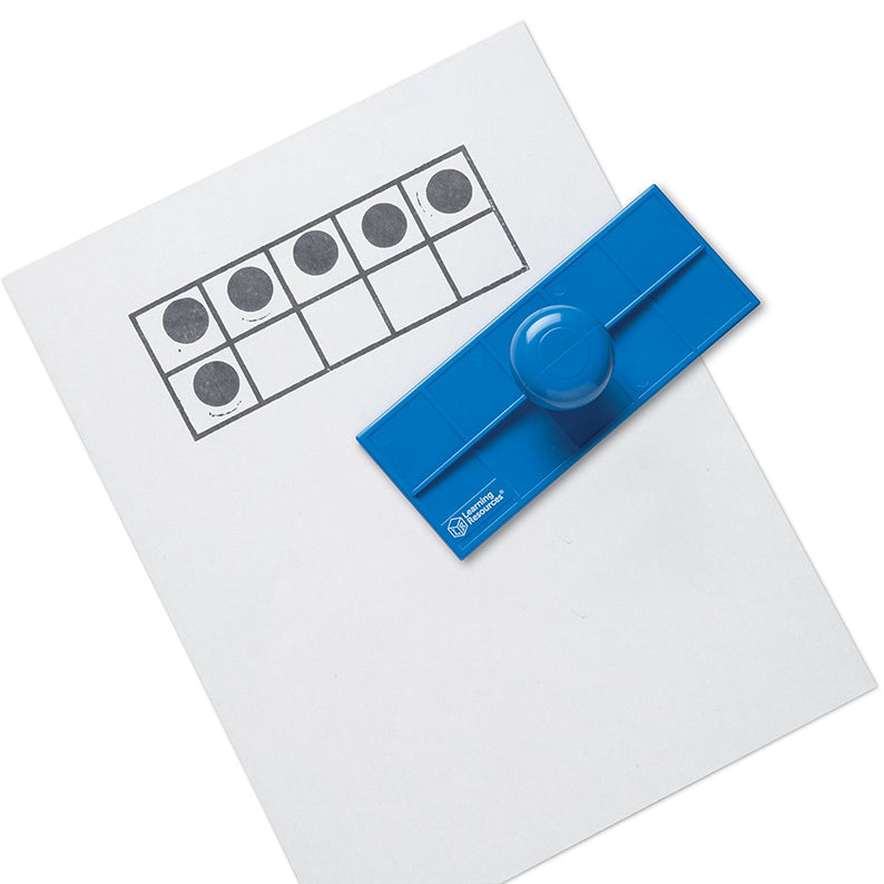 Learning Resources Ten Frame Stamp, Hands-On Early Arithmetic Tool for Counting, Number Patterns, and Basic Maths Skills, Includes 4 Write & Wipe Boards and 100 Magnetic Disks