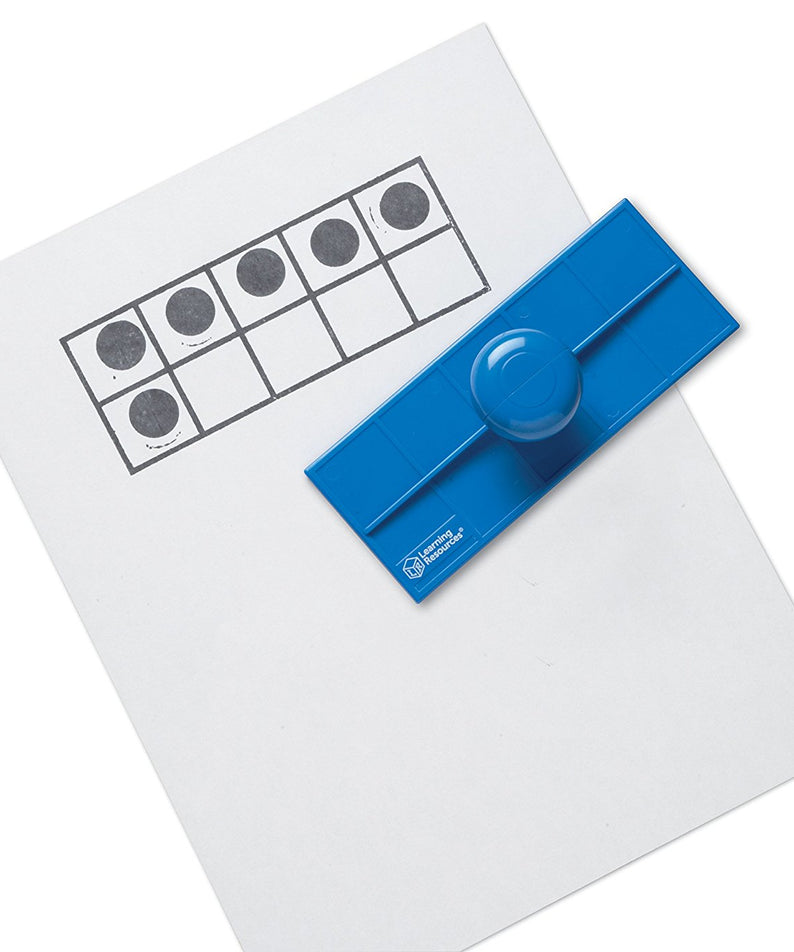 Learning Resources Ten Frame Stamp, Hands-On Early Arithmetic Tool for Counting, Number Patterns, and Basic Maths Skills, Includes 4 Write & Wipe Boards and 100 Magnetic Disks