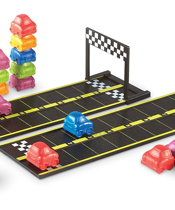 Learning Resources Mini Motor Math Activity Set, Early Years Numeracy Game, Includes Car Counters, Dice & Track Pieces, Ages 4+