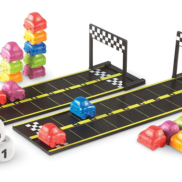 Learning Resources Mini Motor Math Activity Set, Early Years Numeracy Game, Includes Car Counters, Dice & Track Pieces, Ages 4+