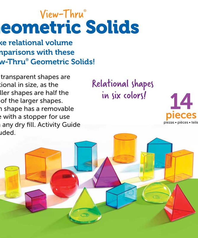 Learning Resources View-Thru Geometric Solids, Set of 14, Ages 8+, Transparent 3D Shapes for Geometry & Volume Exploration