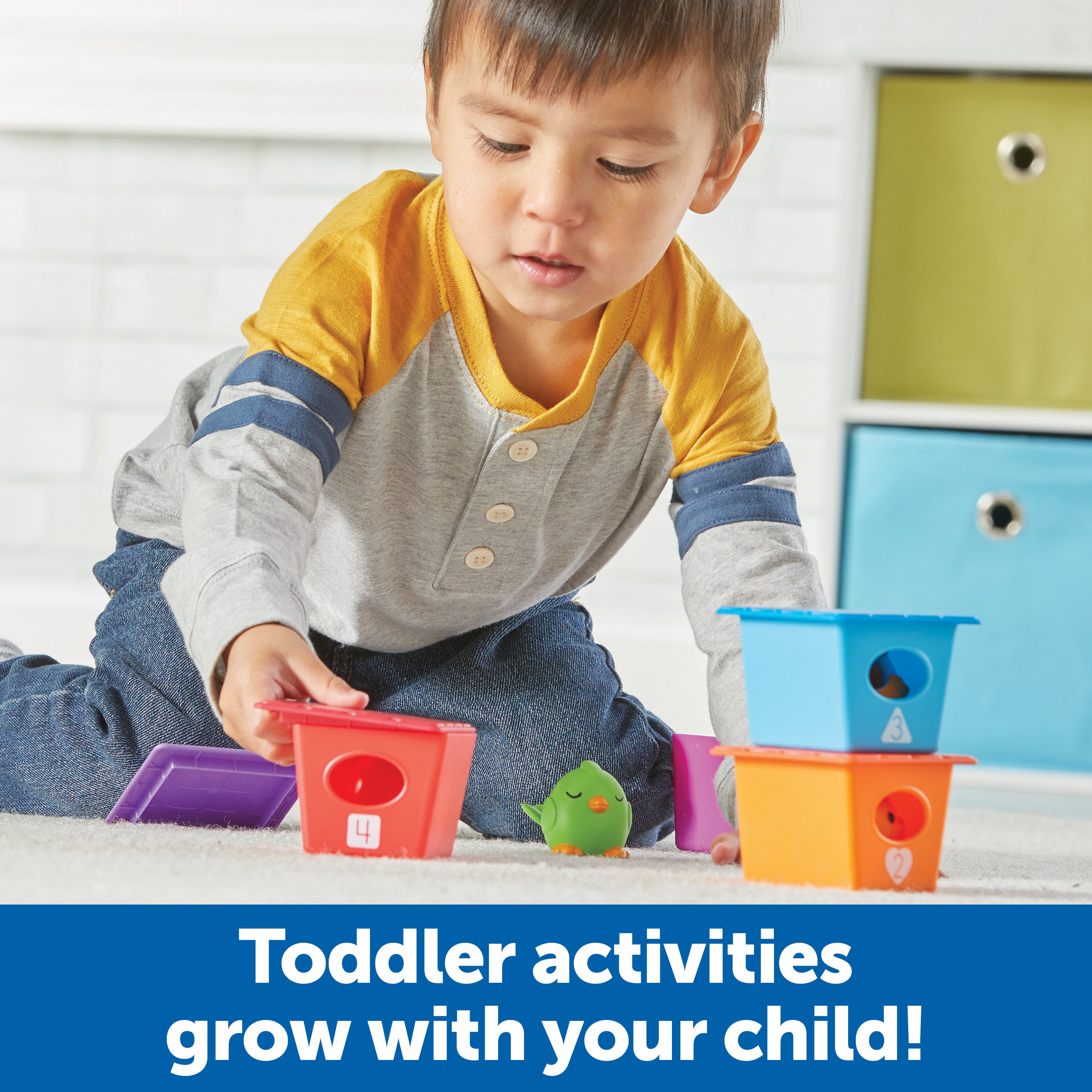 Learning Resources Peek-a-Bird Learning Buddies, Educational Toddler Toy with 5 Bird Finger Puppets and Numbered Bird Houses, Teaches Colors, Counting, Emotions, and Fine Motor Skills, Ages 18 Months and Up