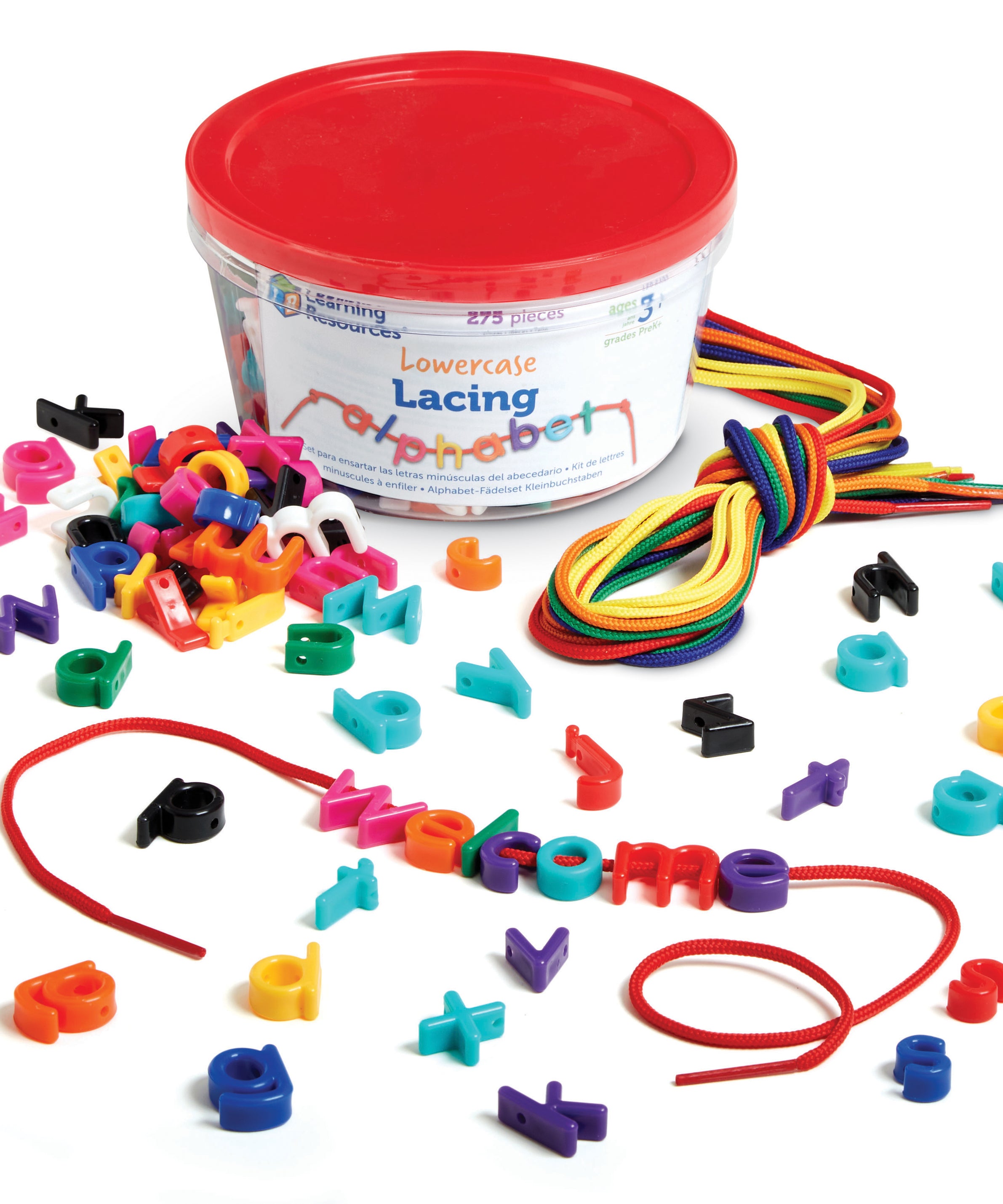 Learning Resources Lowercase Lacing Alphabet, Fun Learning Activity for Letter Recognition, Spelling, and Fine Motor Skills, Ages 3+