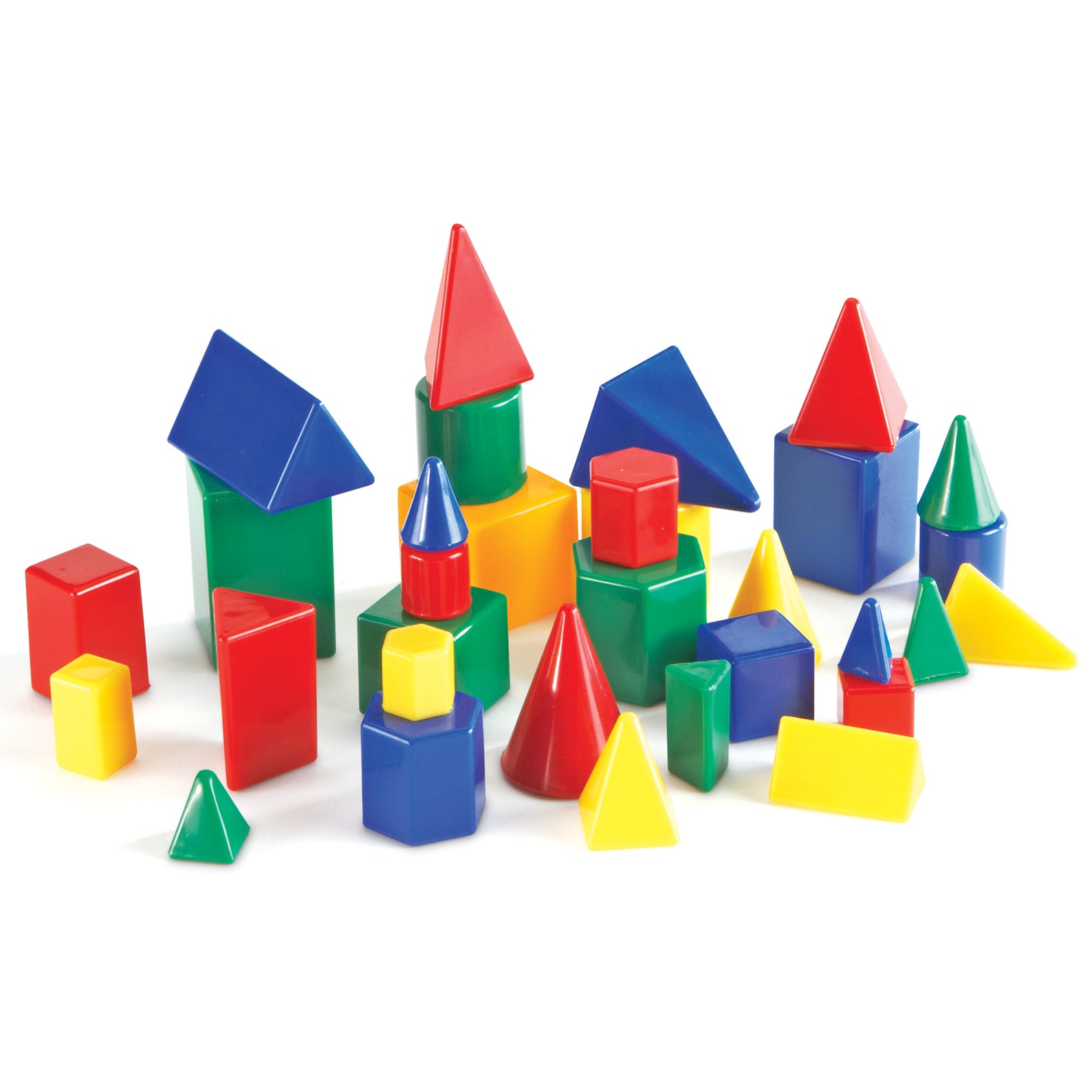 Learning Resources Mini GeoSolids, Set of 32, Ages 5+, Hands-On 3D Geometry Shapes for Early Math Skills - Quick Learning