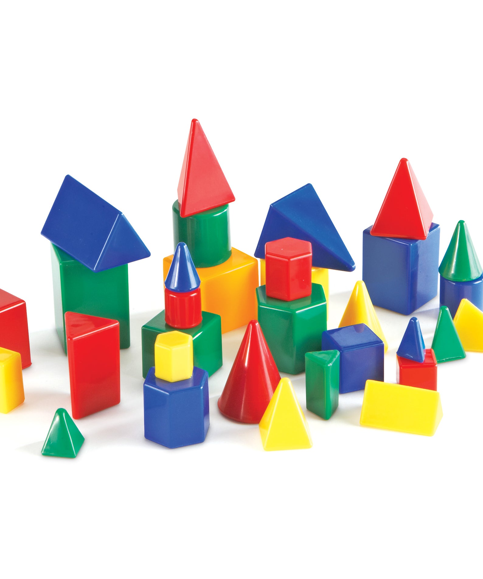 Learning Resources Mini GeoSolids, Set of 32, Ages 5+, Hands-On 3D Geometry Shapes for Early Math Skills