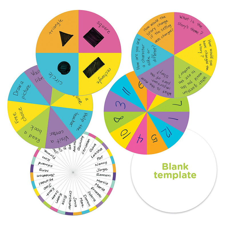 Learning Resources Jumbo Magnetic Spinner, Customizable Spin Wheel for Classroom Activities, Front of Class Resource, Includes 3 Double-Sided Cards, Teacher Guide, Ideal for Ages 3+
