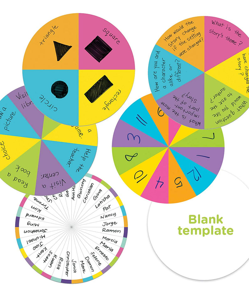 Learning Resources Jumbo Magnetic Spinner, Customizable Spin Wheel for Classroom Activities, Front of Class Resource, Includes 3 Double-Sided Cards, Teacher Guide, Ideal for Ages 3+