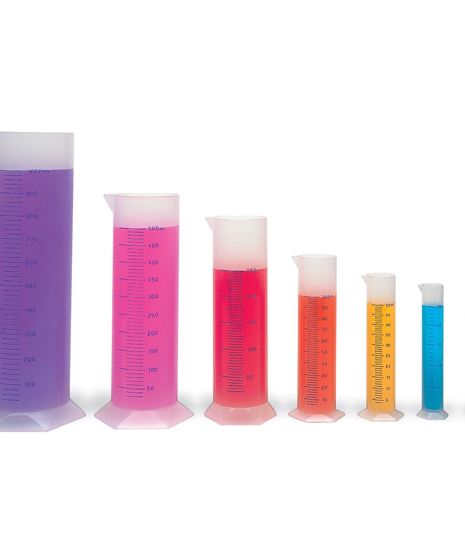 Learning Resources Graduated Cylinder Set, 7 Polypropylene Measuring Cylinders, Ideal for Science Experiments, Ages 8+