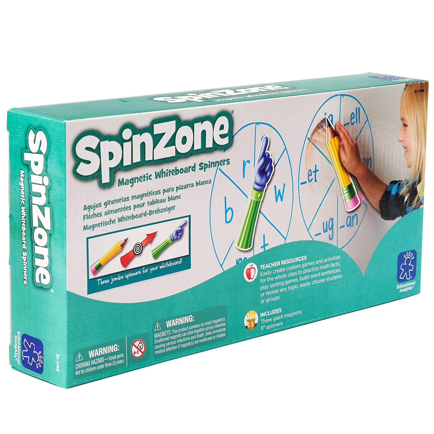 Learning Resources SpinZone Magnetic Front of Class Whiteboard Spinners, Set of 3 Customisable Magnetic Spinners for Whiteboards, Educational Resource for Ages 4+