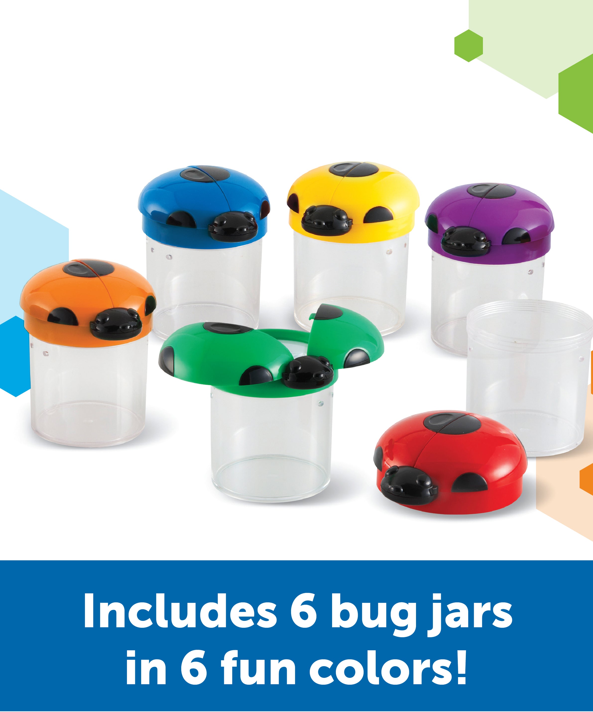 Learning Resources Jumbo Bug Jars (Box of 6), Magnifying Observation Jars with Air Vents for Hands-On Science Exploration, Ages 3+