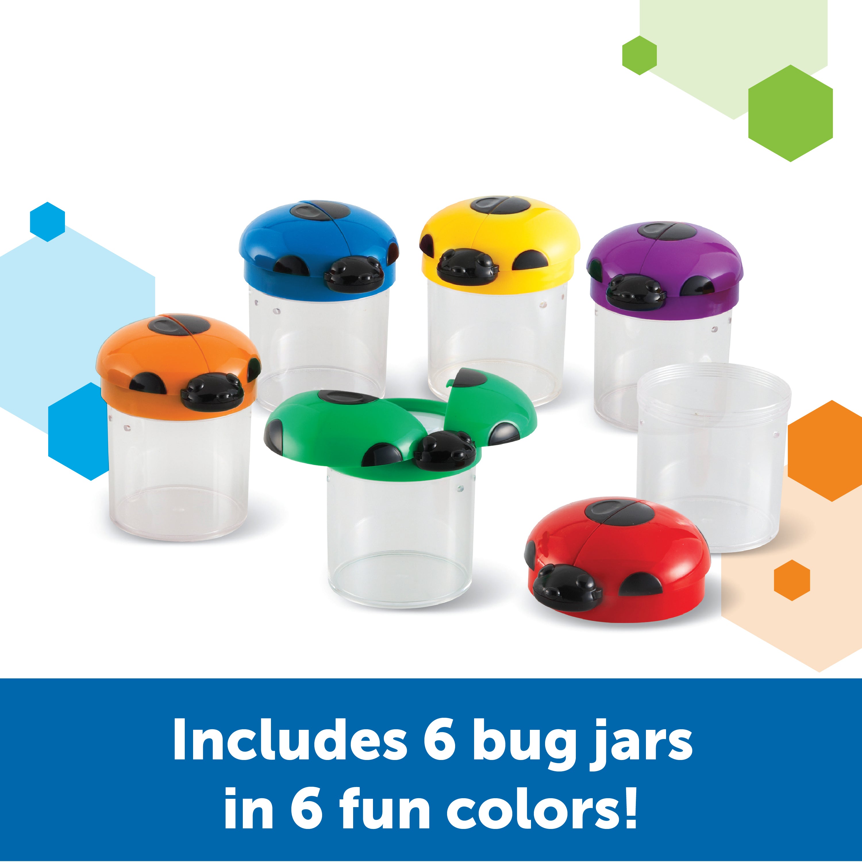 Learning Resources Jumbo Bug Jars (Box of 6), Magnifying Observation Jars with Air Vents for Hands-On Science Exploration, Ages 3+