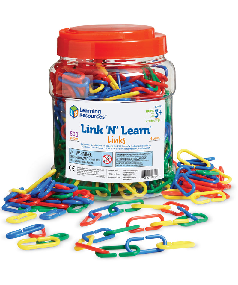 Learning Resources Link N Learn Links, Set of 500 Colourful Plastic Links for Early Maths & Fine Motor Skills, Sorting, Counting & Patterning, Includes Activity Guide, Ages 3+