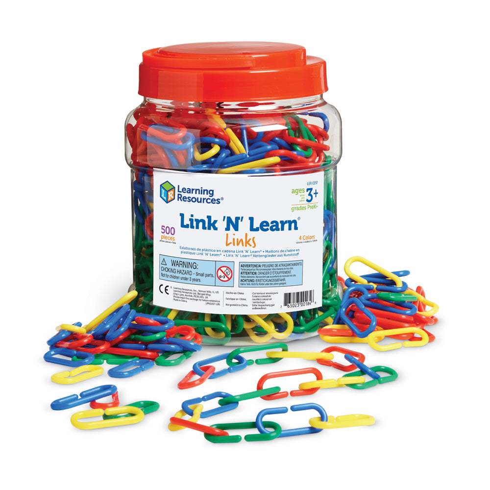 Learning Resources Link N Learn Links, Set of 500 Colourful Plastic Links for Early Maths & Fine Motor Skills, Sorting, Counting & Patterning, Includes Activity Guide, Ages 3+