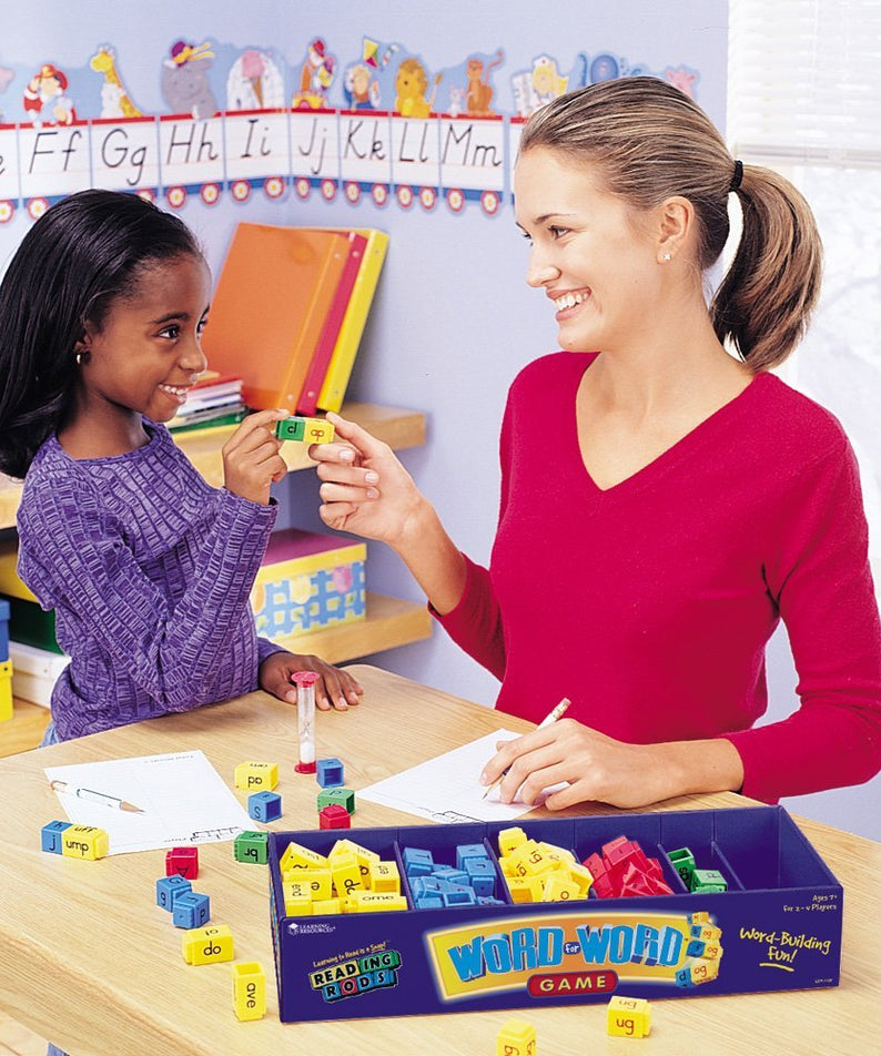 Learning Resources Word for Word Phonics Game, Fast-Paced Spelling Game for 2-4 Players, Includes Word Families, Letter Endings, and Blends
