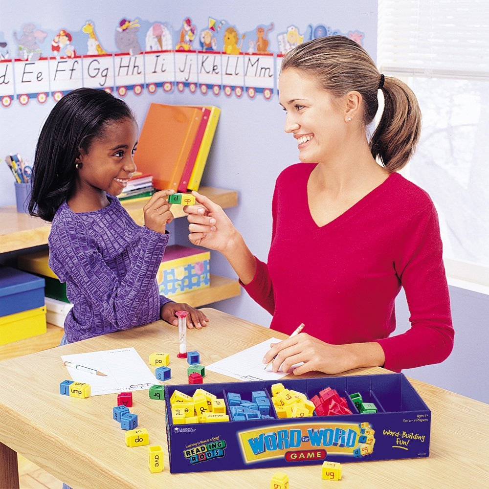 Learning Resources Word for Word Phonics Game, Fast-Paced Spelling Game for 2-4 Players, Includes Word Families, Letter Endings, and Blends