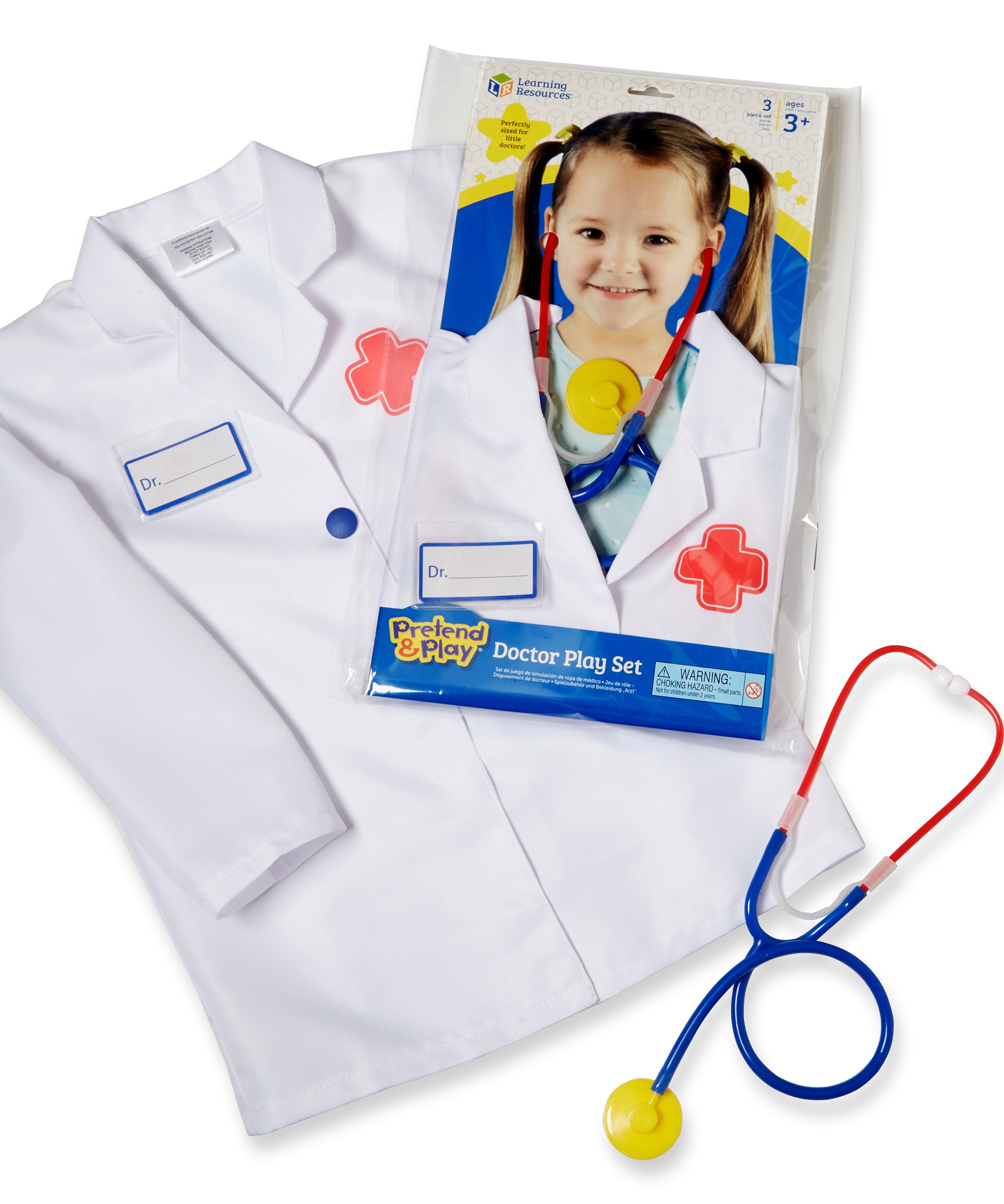 Learning Resources Doctor Play Set, Kids Doctor Costume with Coat, Stethoscope & Name Badge, Pretend Play Dress-Up for Ages 36