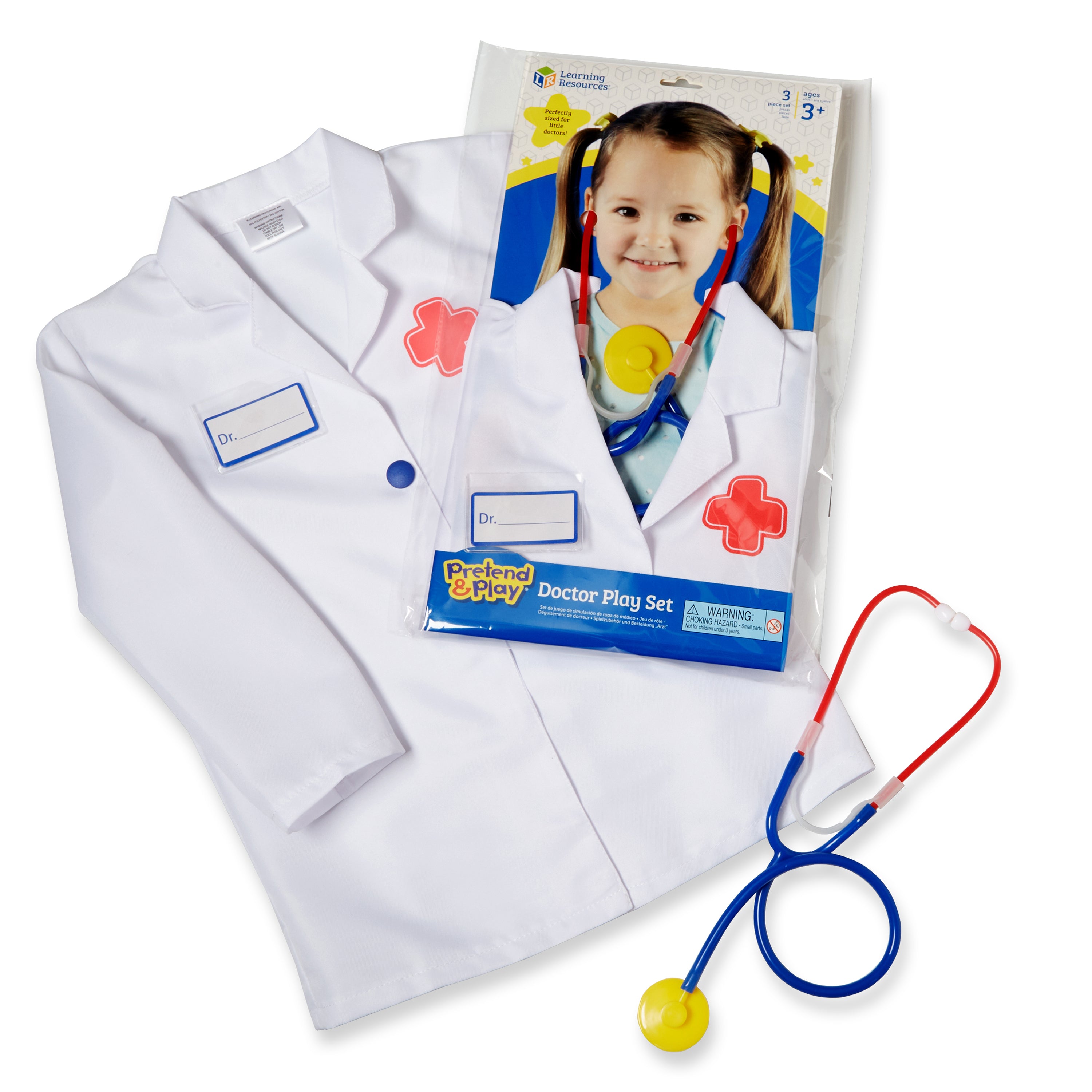 Learning Resources Doctor Play Set, Kids Doctor Costume with Coat, Stethoscope & Name Badge, Pretend Play Dress-Up for Ages 36