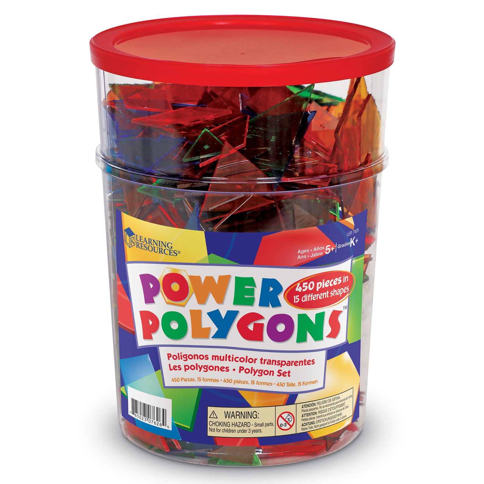 Learning Resources Educational Power Polygon Set, 450 Translucent 2-D Shapes for Geometry Learning and Classroom Activities