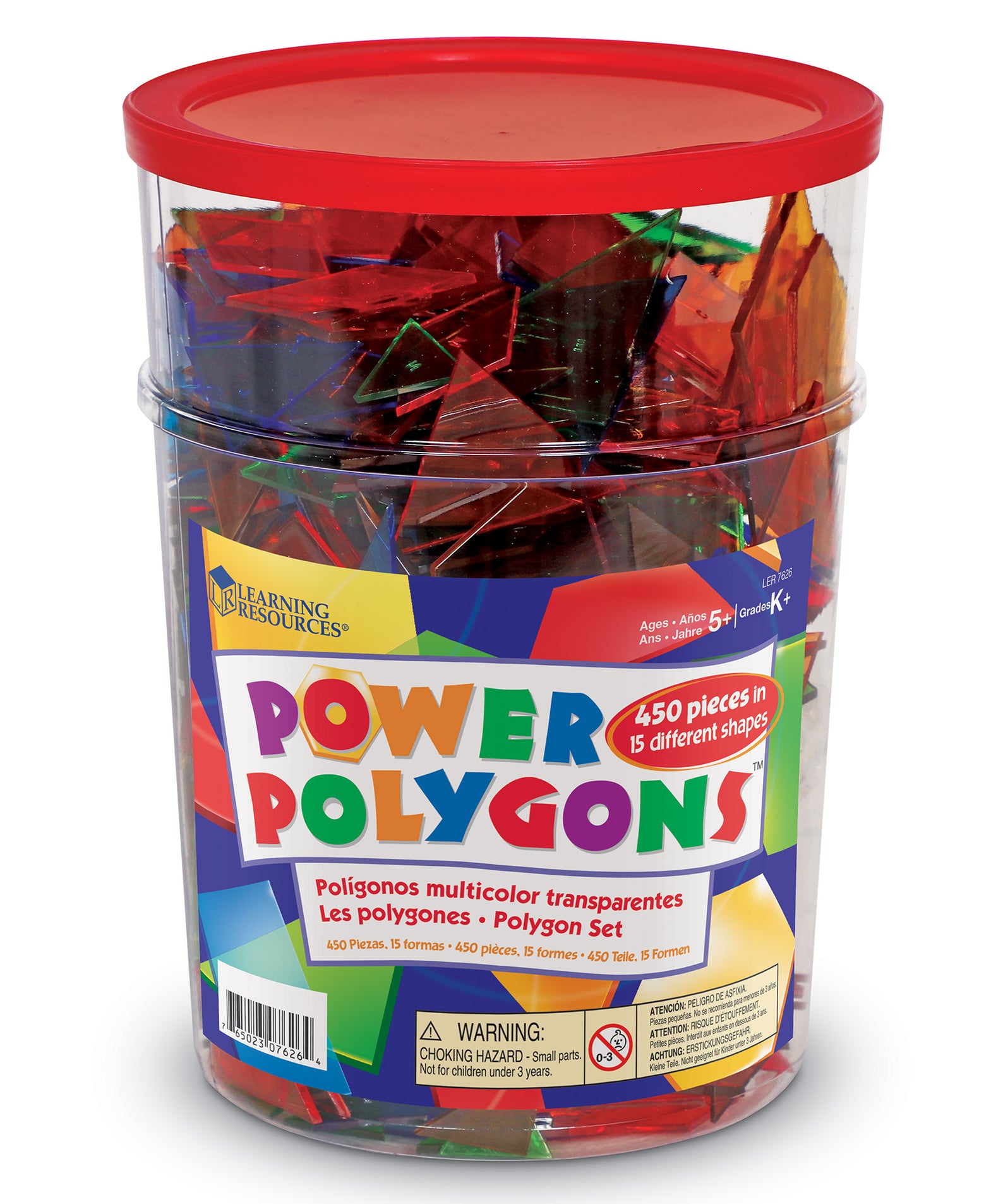 Learning Resources Educational Power Polygon Set, 450 Translucent 2-D Shapes for Geometry Learning and Classroom Activities