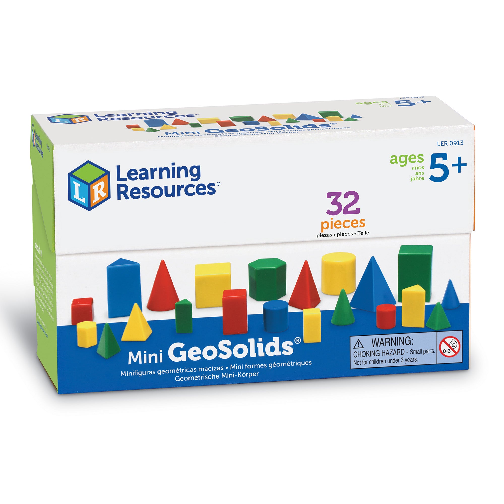 Learning Resources Mini GeoSolids, Set of 32, Ages 5+, Hands-On 3D Geometry Shapes for Early Math Skills