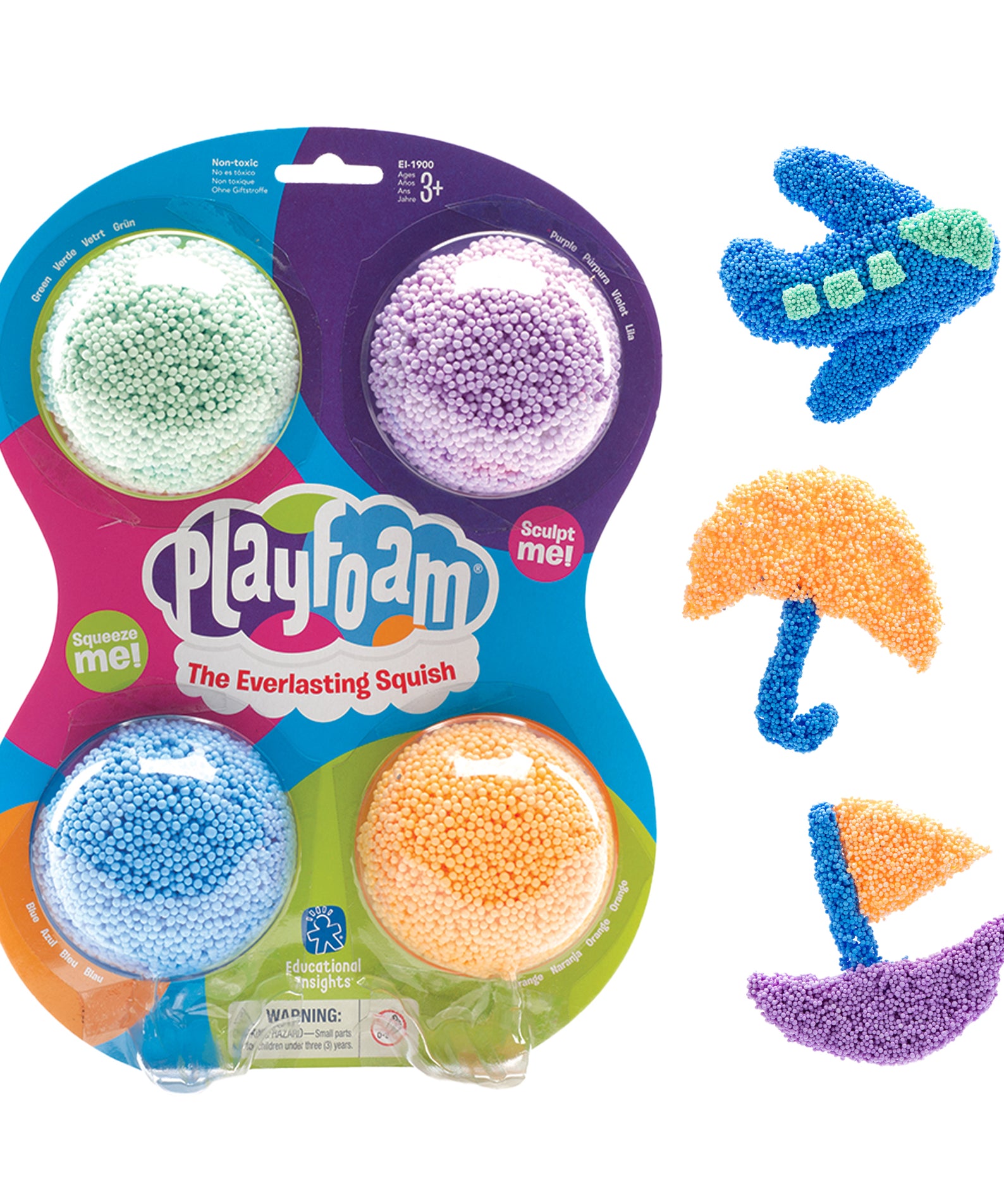Learning Resources Playfoam Original 4-Pack, Mess-Free Sensory Play Foam, Never Dries Out, Fine Motor Skill Development for Kids