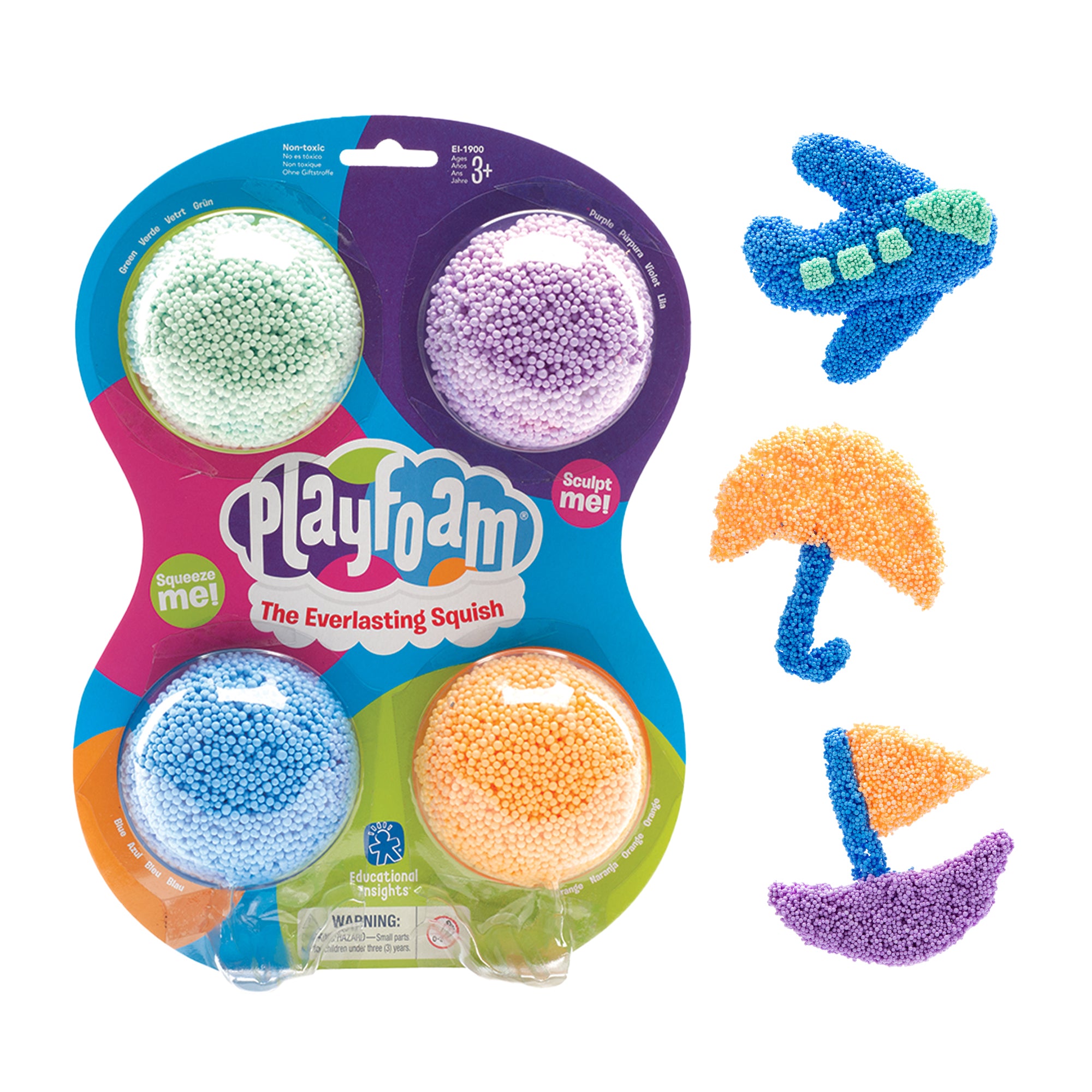 Learning Resources Playfoam Original 4-Pack, Mess-Free Sensory Play Foam, Never Dries Out, Fine Motor Skill Development for Kids