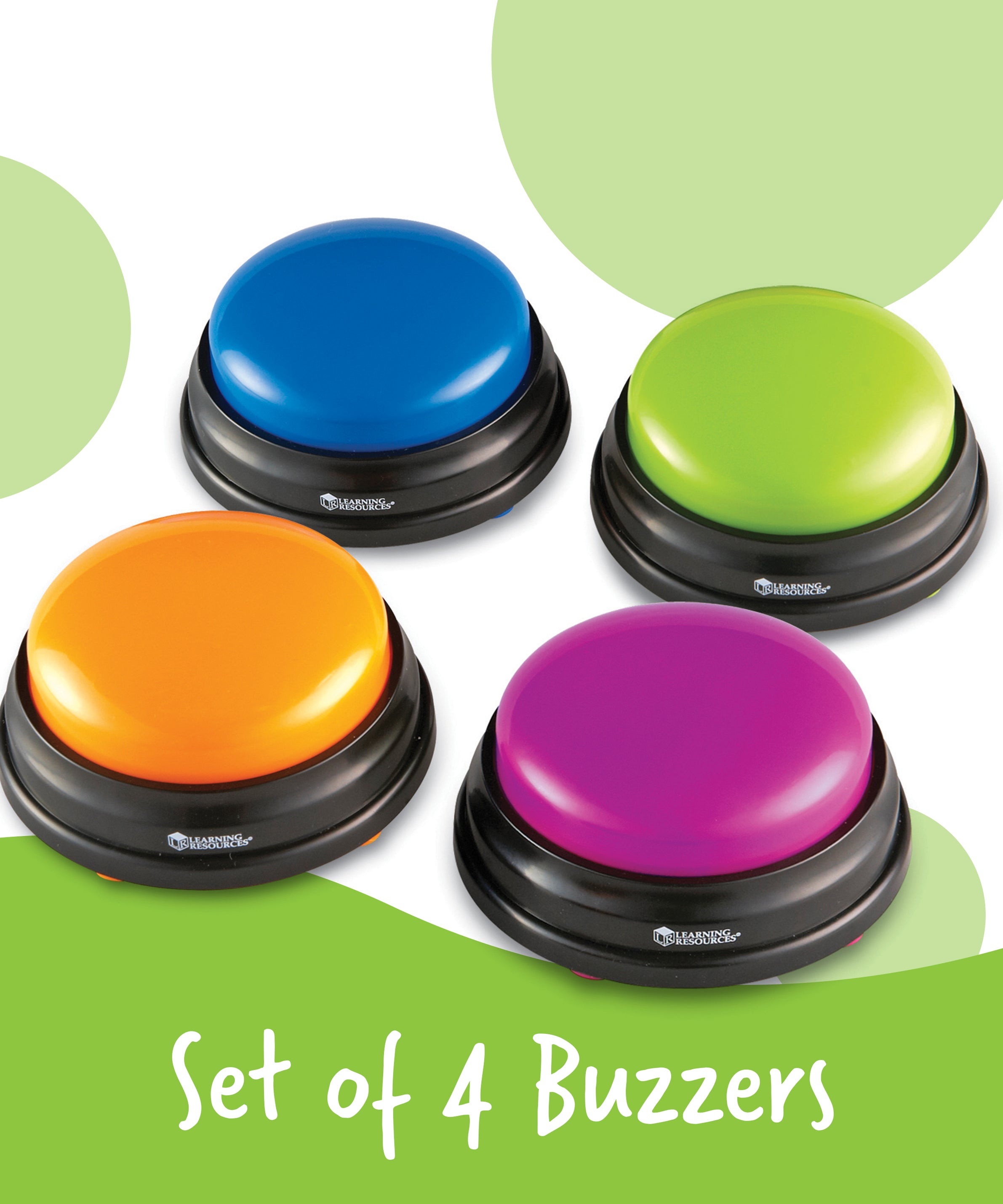 Learning Resources Answer Buzzers (Set of 4), Fun Game Show Style Response Buzzers with 4 Distinct Sounds for Classroom or Home Learning (Ages 3+)