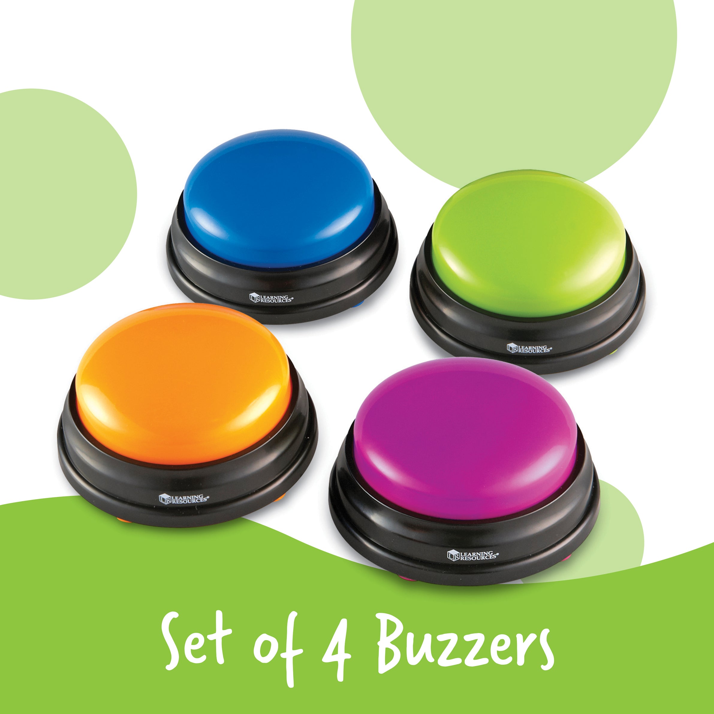 Learning Resources Answer Buzzers (Set of 4), Fun Game Show Style Response Buzzers with 4 Distinct Sounds for Classroom or Home Learning (Ages 3+)