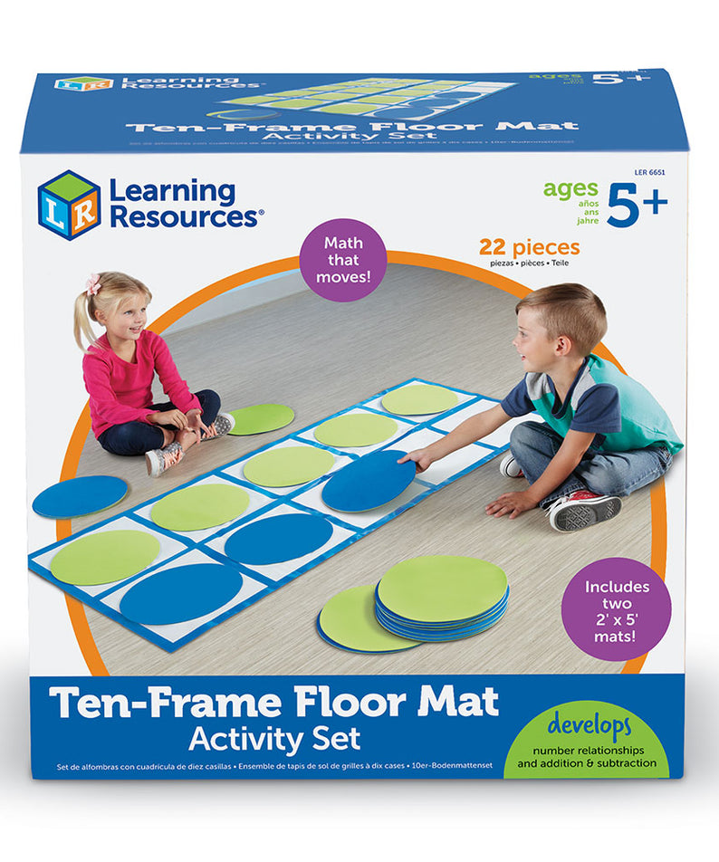 Learning Resources Ten-Frame Floor Mat Activity Set, Giant Ten Frame Mats for Early Maths, Includes 2 Floor Mats, 20 Coloured Disks & Activity Guide, 22 Piece Set, Ages 5+