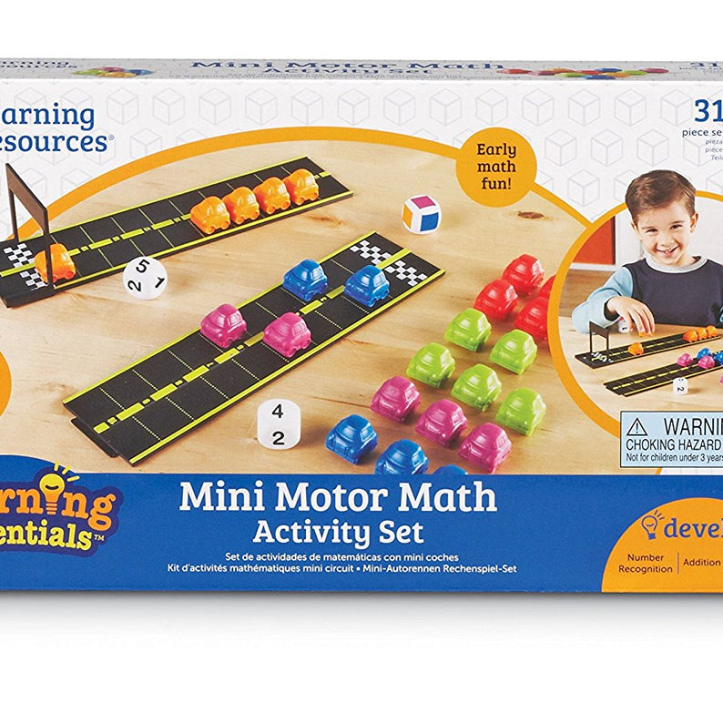 Learning Resources Mini Motor Math Activity Set, Early Years Numeracy Game, Includes Car Counters, Dice & Track Pieces, Ages 4+