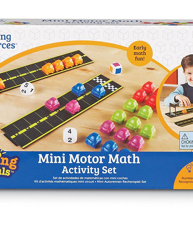 Learning Resources Mini Motor Math Activity Set, Early Years Numeracy Game, Includes Car Counters, Dice & Track Pieces, Ages 4+