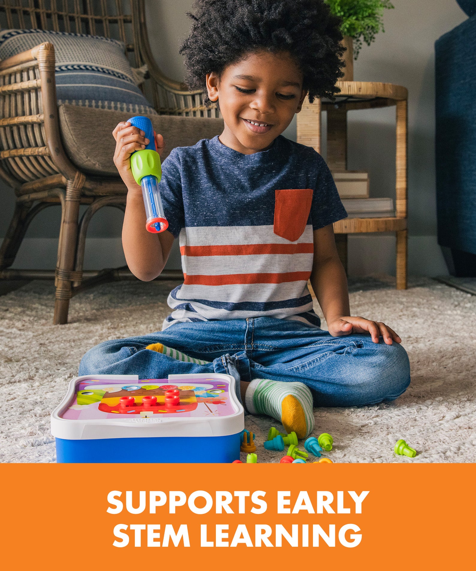 Learning Resources Design & Drill Rivet Pop Workshop, 54-Piece STEM Construction Toy with Activity Cards, Fine Motor Skill Builder for Ages 3+