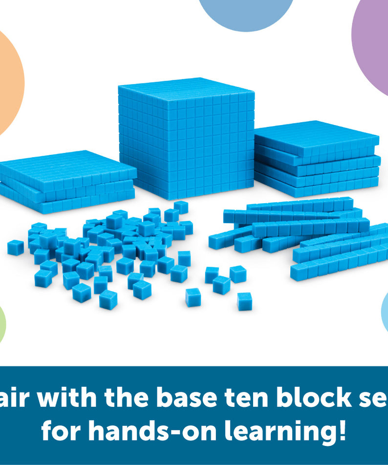 Learning Resources Giant Magnetic Base Ten Set, Classroom Demonstration Kit for Teaching Place Value, Fractions, and Decimals, 131-Piece Maths Manipulative Set