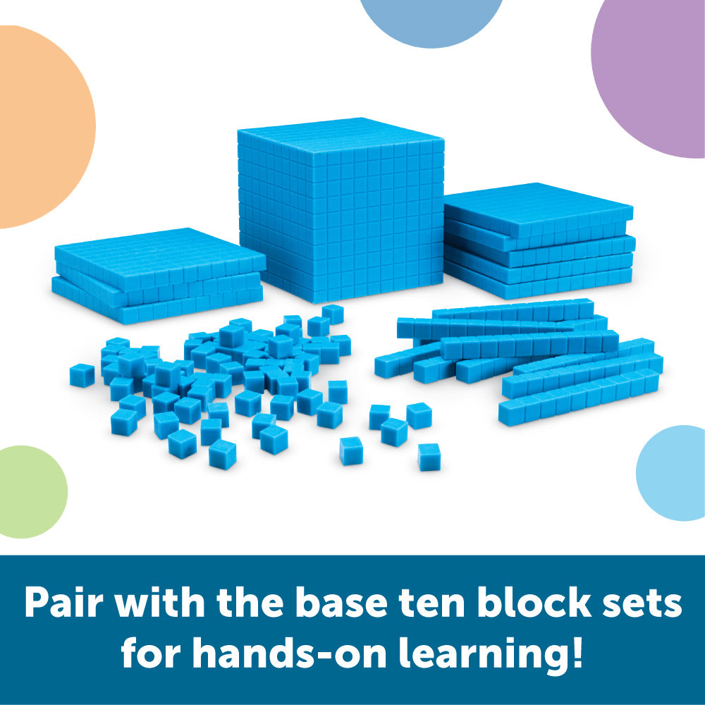 Learning Resources Giant Magnetic Base Ten Set, Classroom Demonstration Kit for Teaching Place Value, Fractions, and Decimals, 131-Piece Maths Manipulative Set