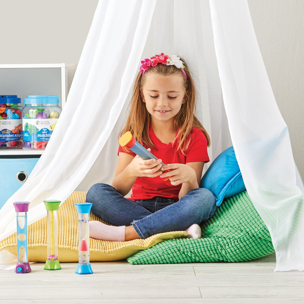 Learning Resources Sensory Fidget Tubes, Set of 4 Calming Visual Sensory Toys for Focus and Relaxation, Ages 3+