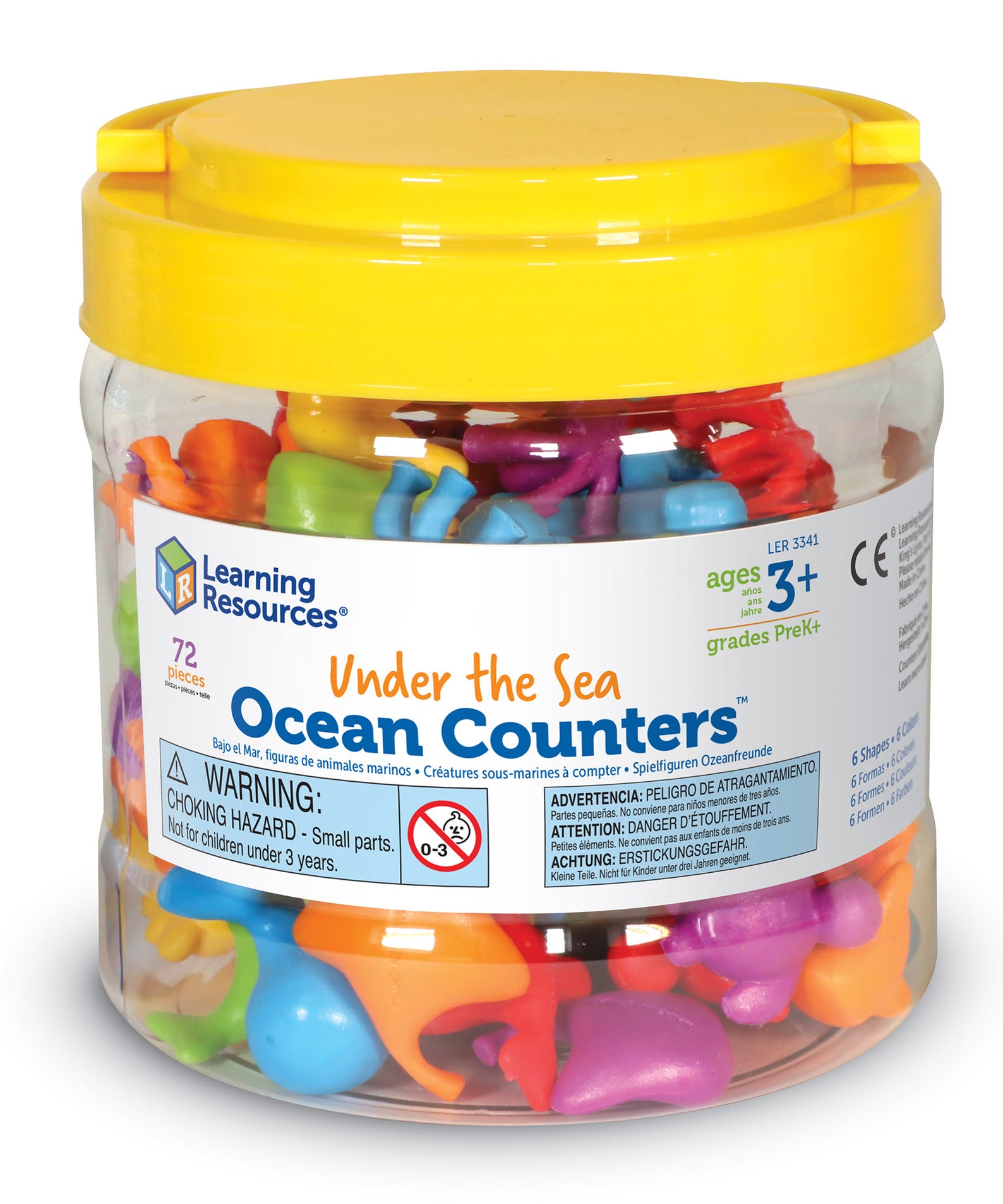 Learning Resources Under the Sea Ocean Counters, Set of 72, Colourful Ocean Animal Counters, Early Maths Skills, Sorting and Counting, Ages 3+, Storage Tub Included
