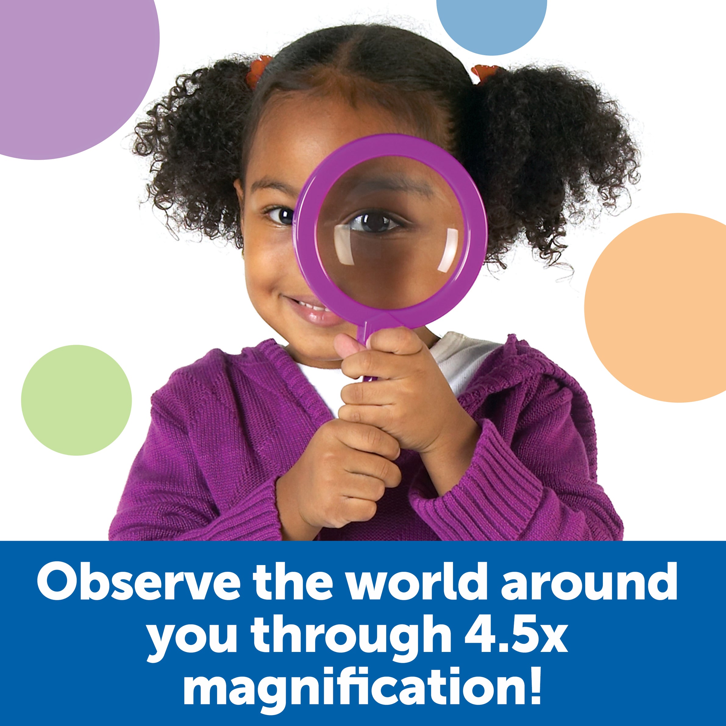 Learning Resources Primary Science Jumbo Magnifiers (Set of 6), 4.5x Magnification, Built-in Stand, Perfect for Little Hands, Ideal for Life Science Lessons, Ages 3+