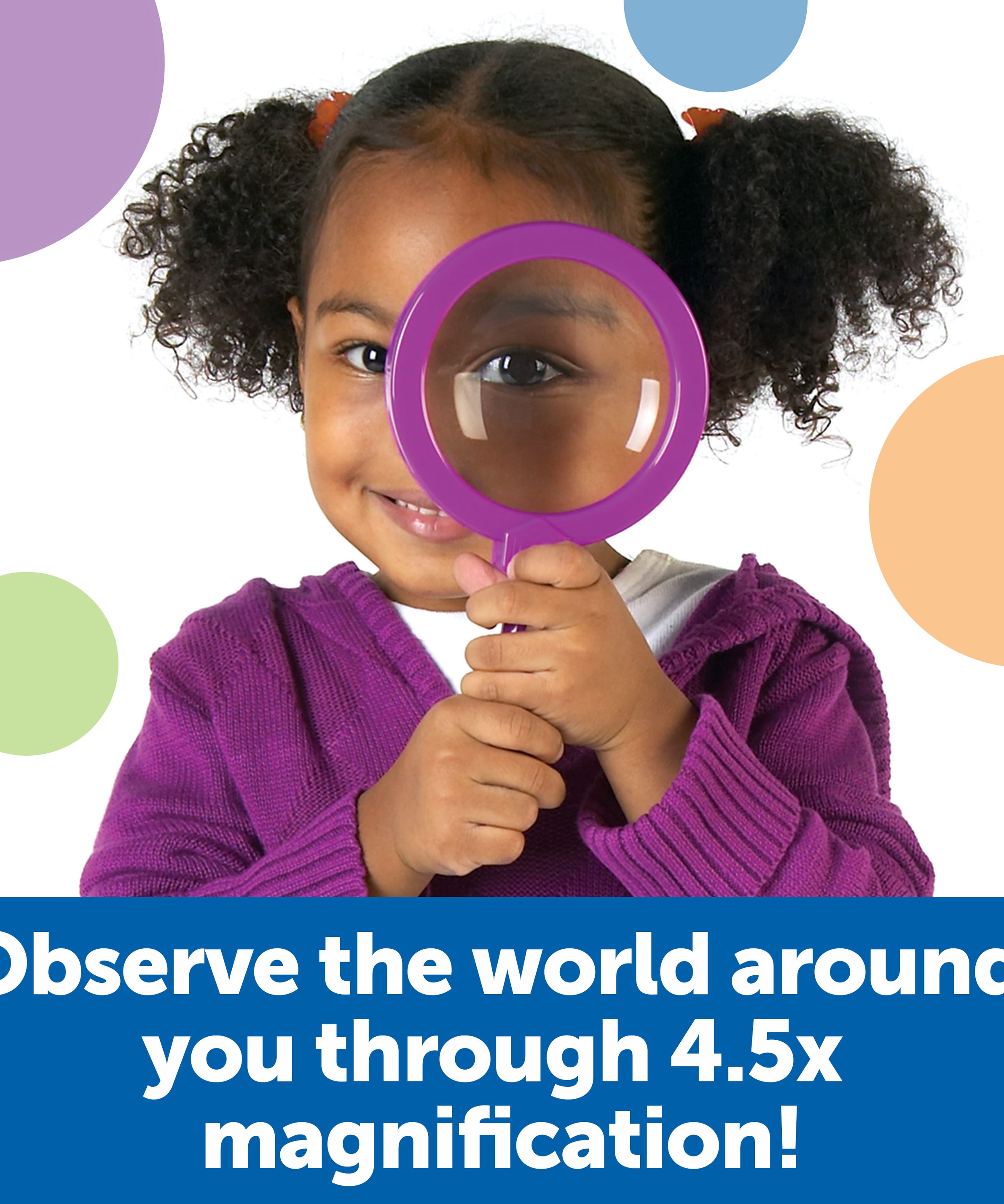 Learning Resources Primary Science Jumbo Magnifiers (Set of 6), 4.5x Magnification, Built-in Stand, Perfect for Little Hands, Ideal for Life Science Lessons, Ages 3+